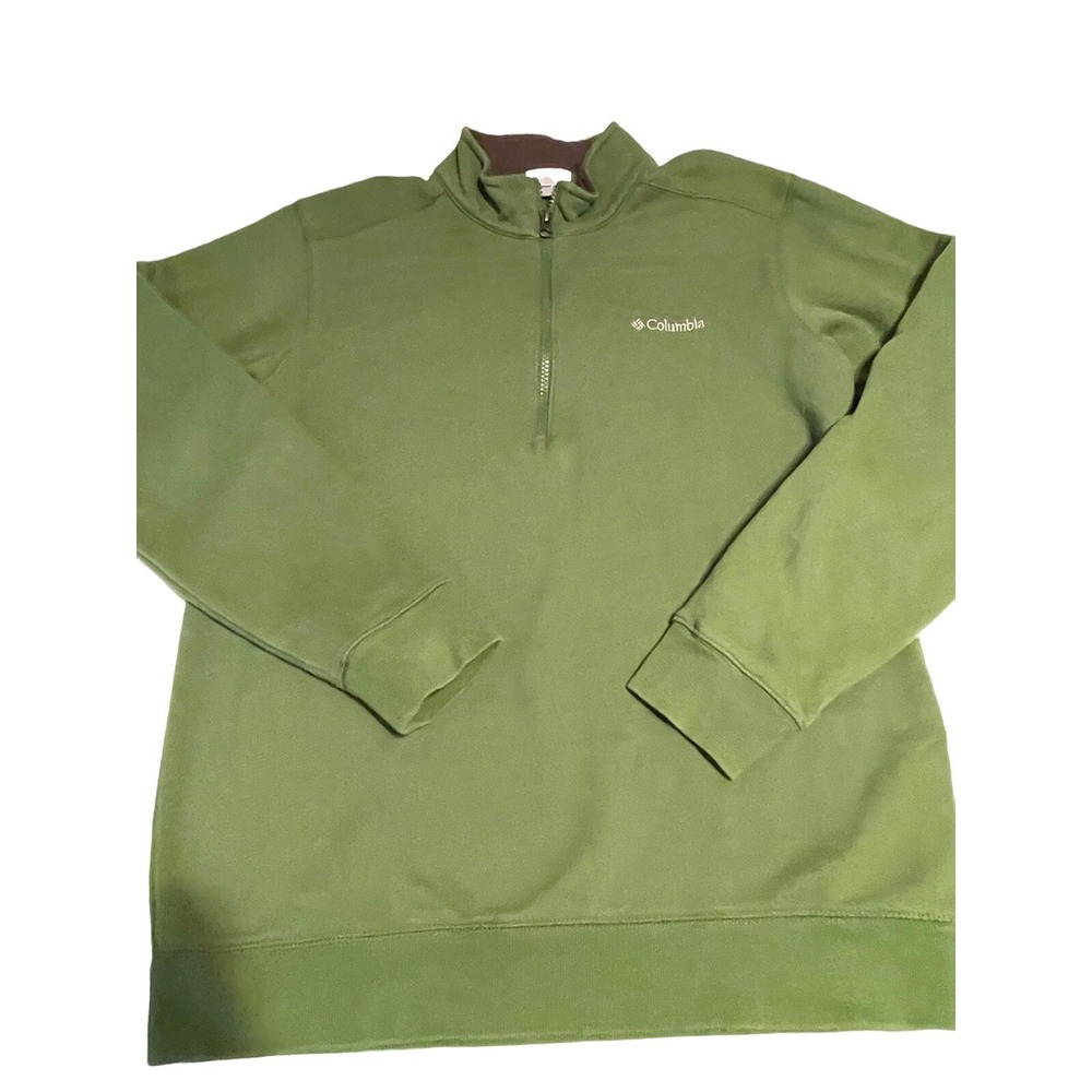 Columbia Men's Green 1/4 Zip Fleece Long Sleeve‎ Pullover Sweater Size Medium